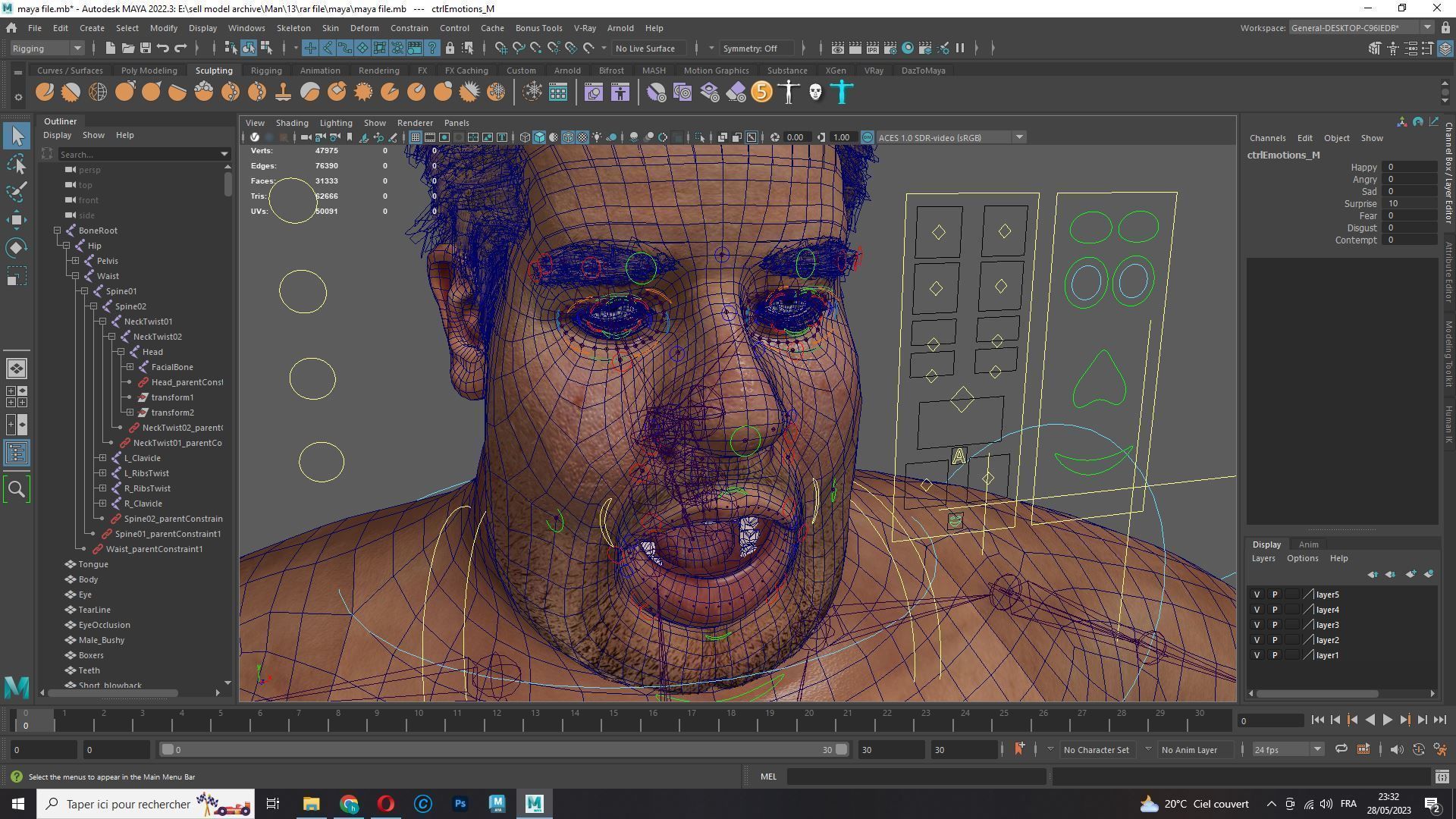Realistic Fat man Naked character Low-poly 3D model_20