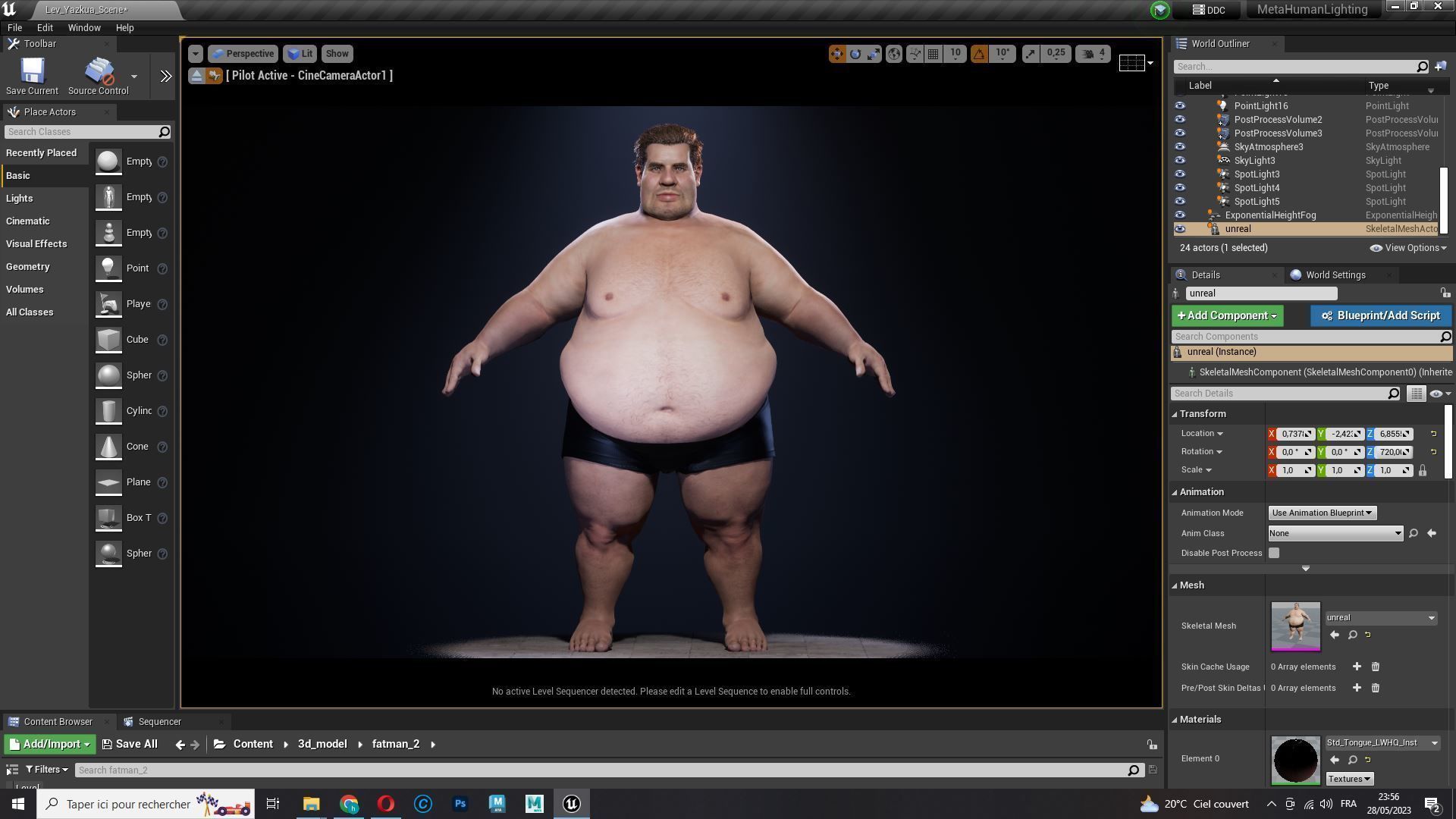 Realistic Fat man Naked character Low-poly 3D model_25