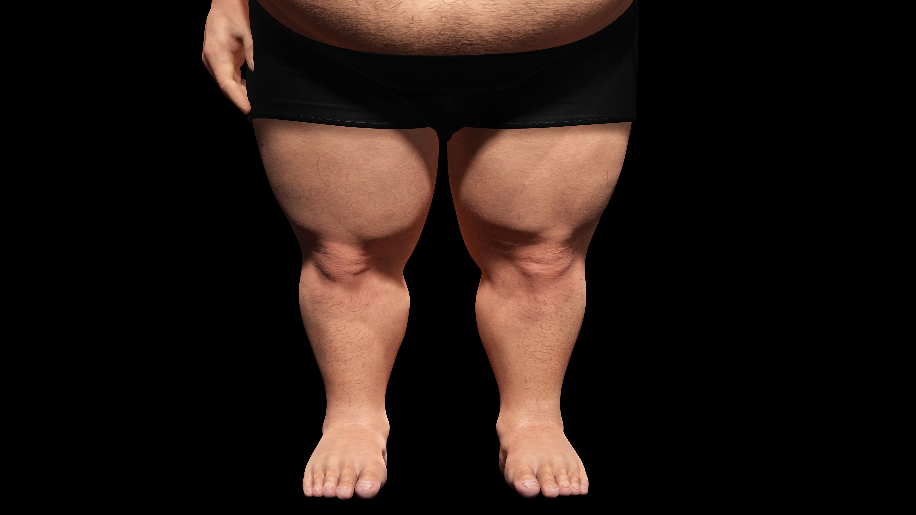 Realistic Fat man Naked character Low-poly 3D model_7