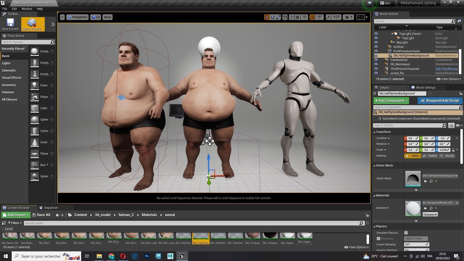 Realistic Fat man Naked character Low-poly 3D model_23