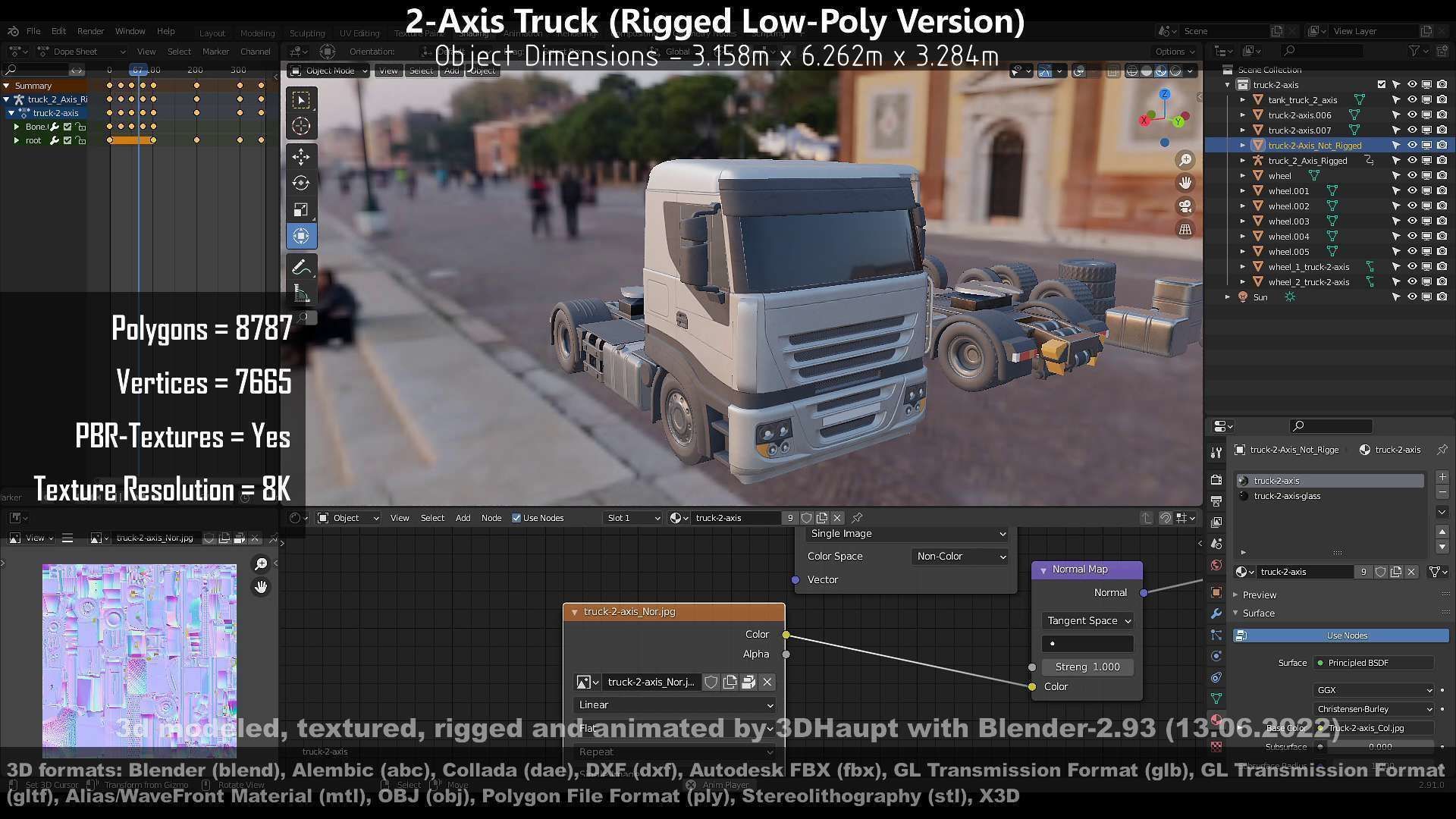 2-Axis Truck Rigged Low-Poly Version Low-poly 3D model_65