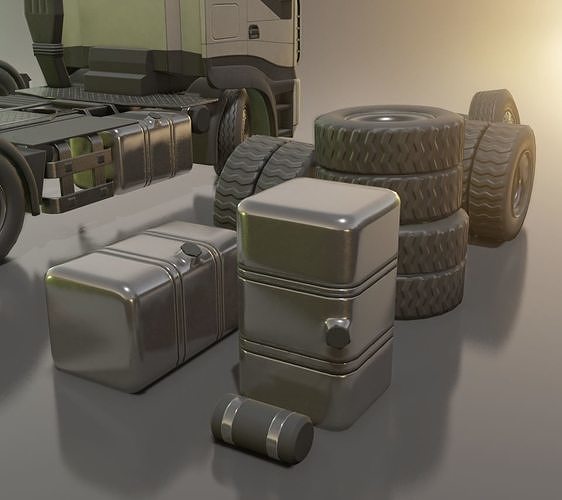 2-Axis Truck Rigged Low-Poly Version Low-poly 3D model 7