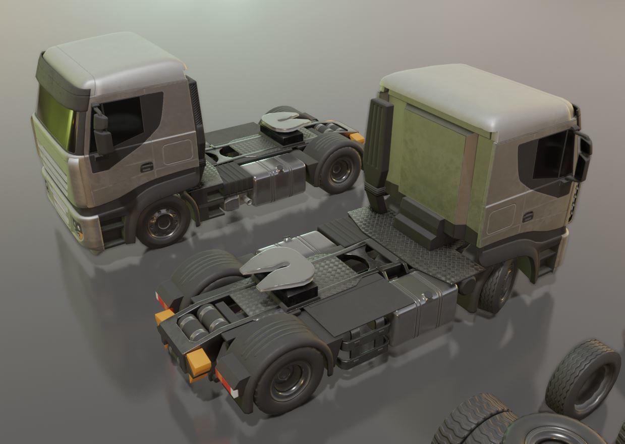 2-Axis Truck Rigged Low-Poly Version Low-poly 3D model_3