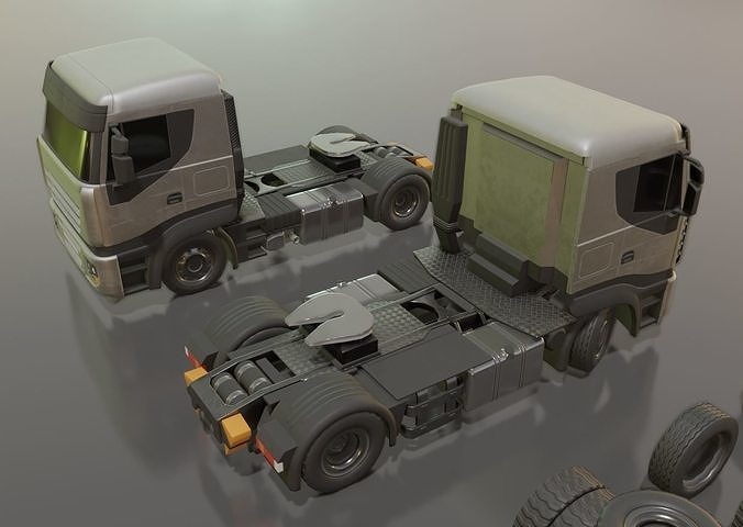 2-Axis Truck Rigged Low-Poly Version Low-poly 3D model 3