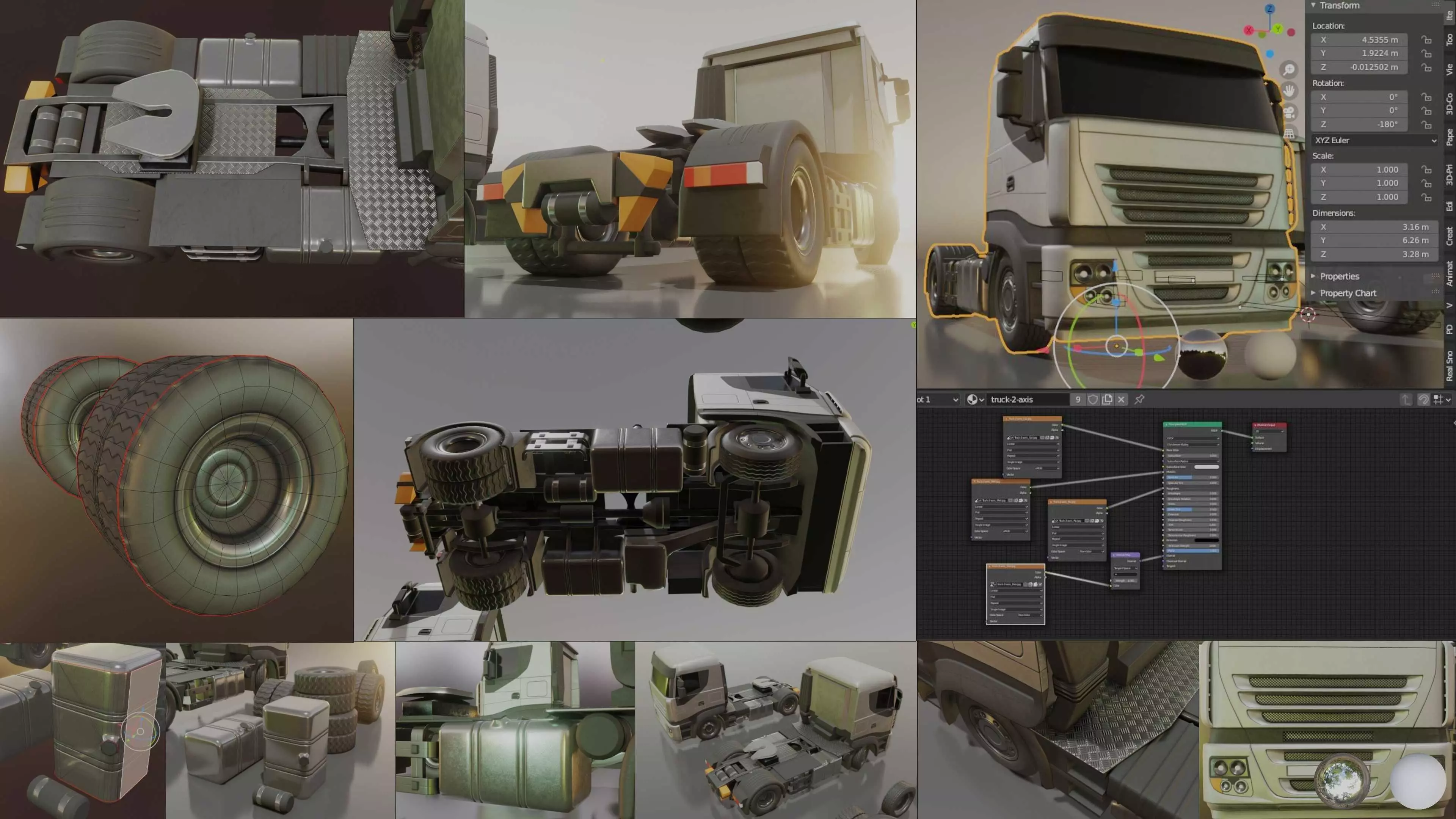 2-Axis Truck Rigged Low-Poly Version Low-poly 3D model_0