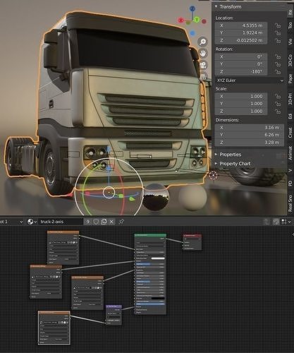 2-Axis Truck Rigged Low-Poly Version Low-poly 3D model 5