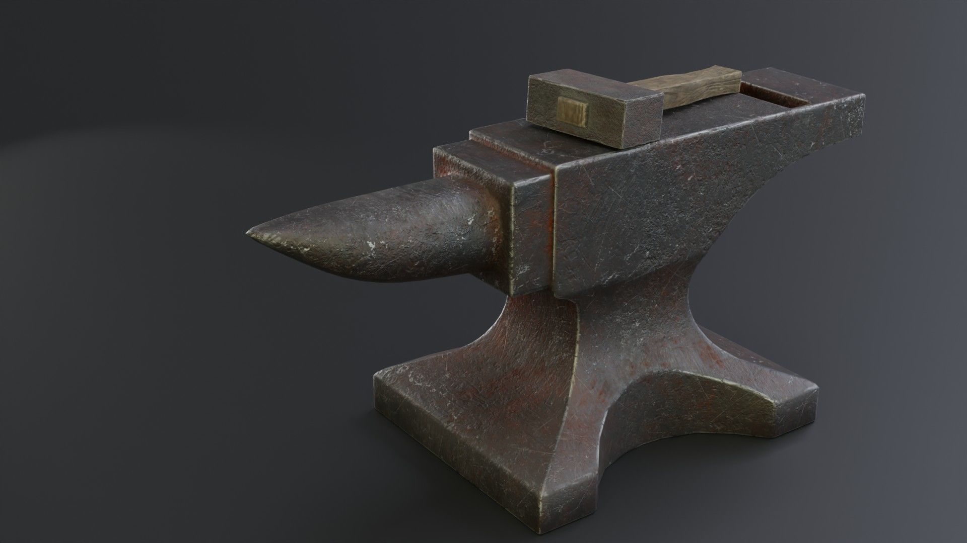 Medieval anvil and hammer for your game Low-poly 3D model_1