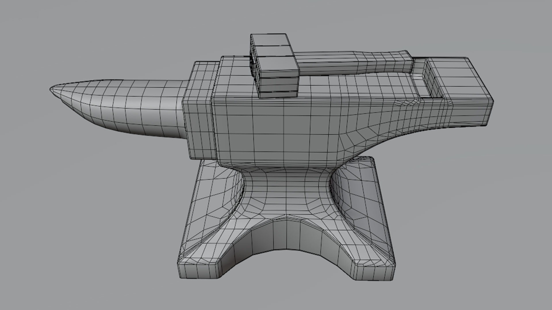 Medieval anvil and hammer for your game Low-poly 3D model_3