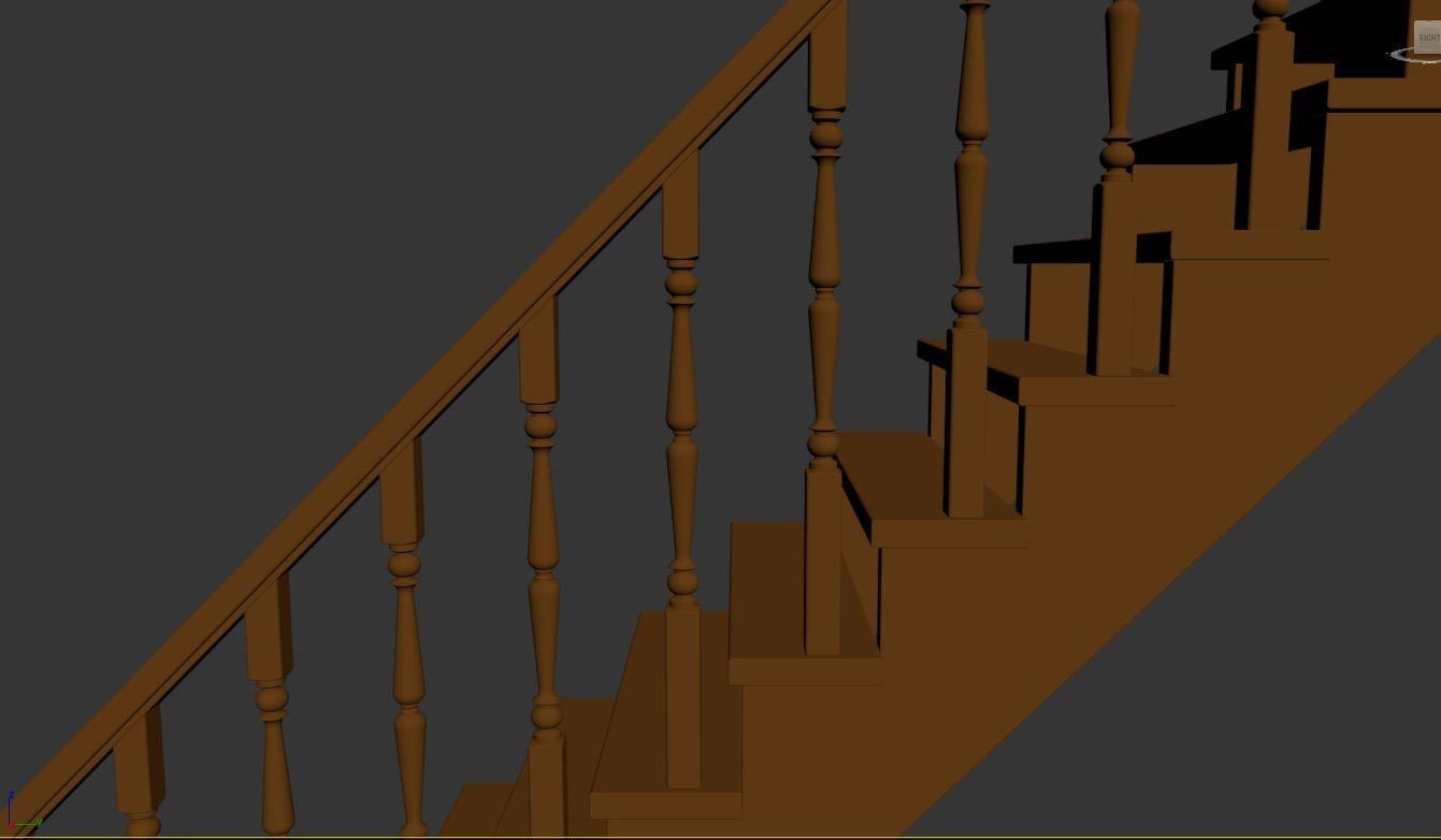 Stairs set wooden spiral staircase 3D Model Collection_49