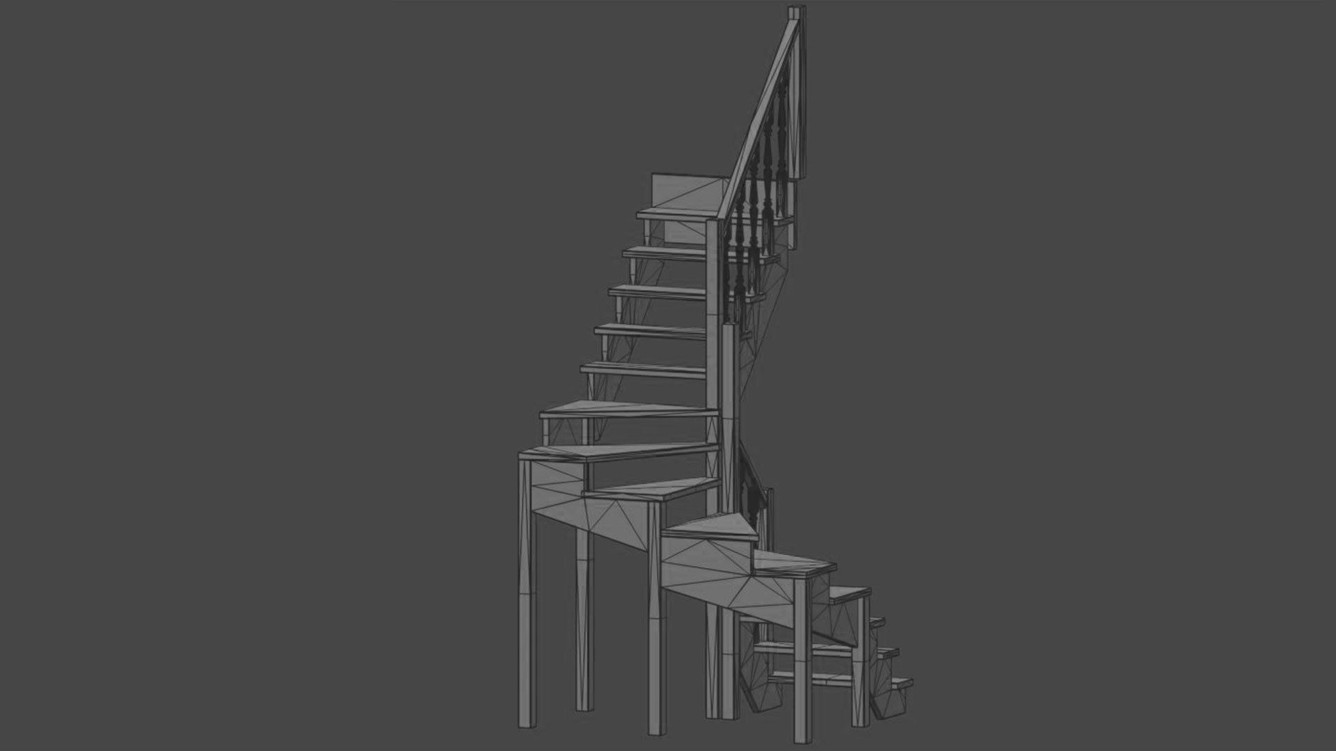Stairs set wooden spiral staircase 3D Model Collection_21