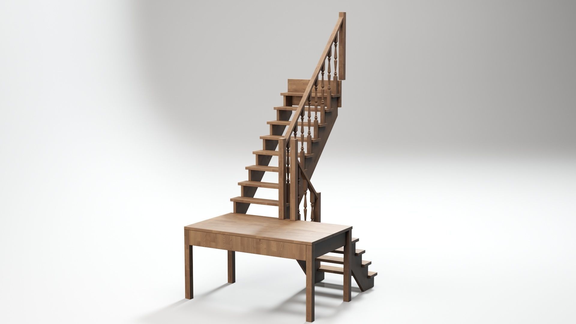 Stairs set wooden spiral staircase 3D Model Collection_57
