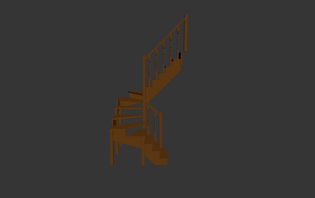 Stairs set wooden spiral staircase 3D Model Collection_39