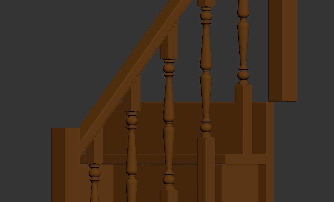 Stairs set wooden spiral staircase 3D Model Collection_19
