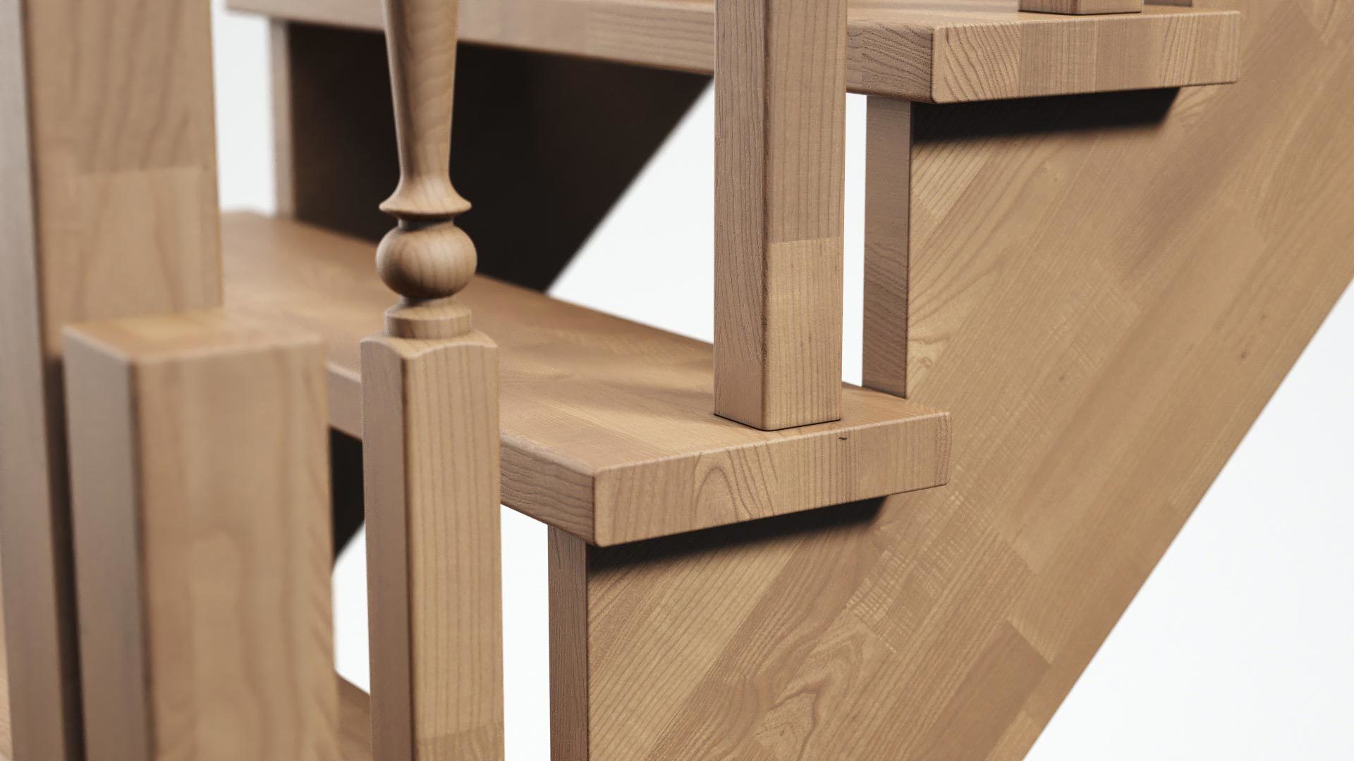 Stairs set wooden spiral staircase 3D Model Collection_40