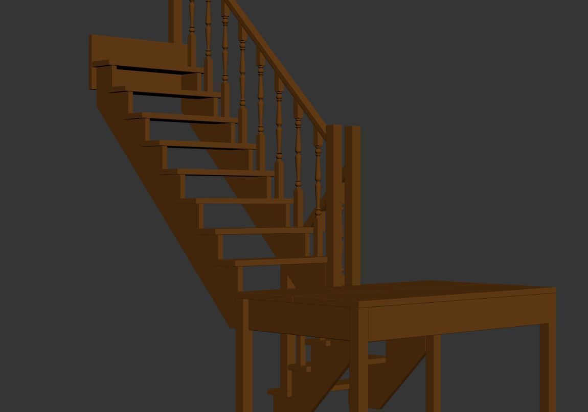 Stairs set wooden spiral staircase 3D Model Collection_53
