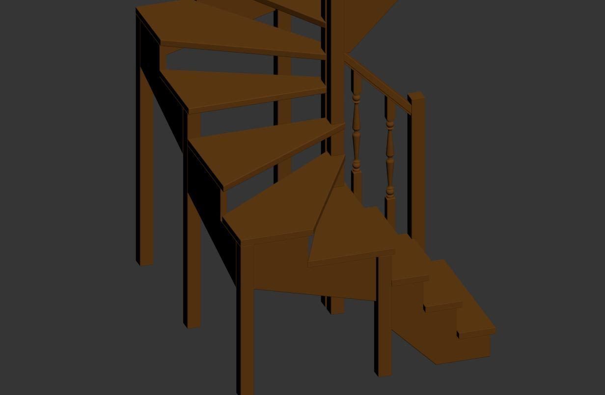 Stairs set wooden spiral staircase 3D Model Collection_26