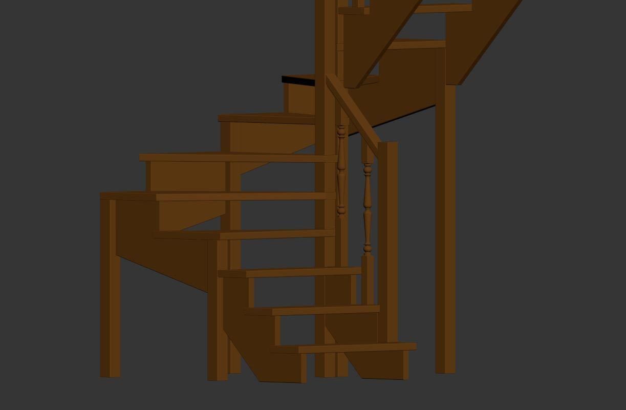 Stairs set wooden spiral staircase 3D Model Collection_14