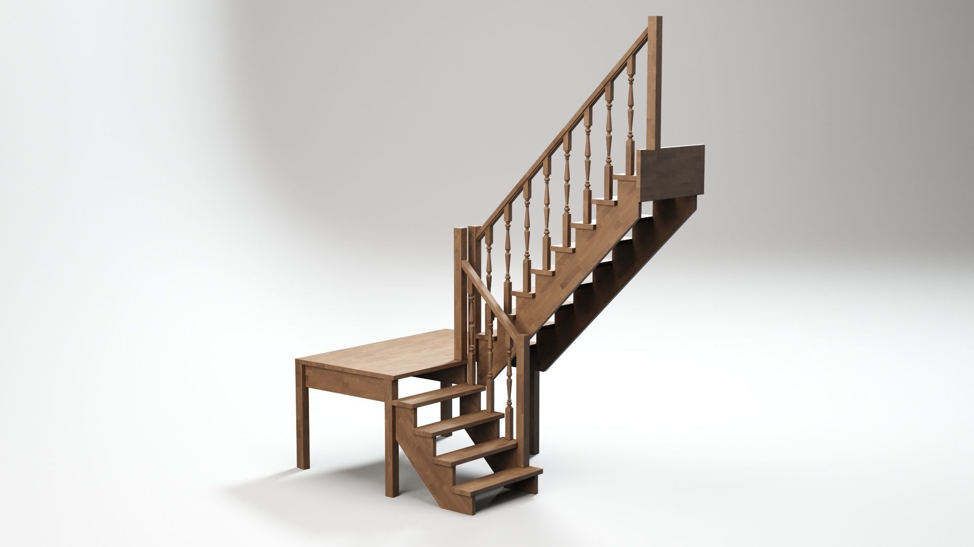 Stairs set wooden spiral staircase 3D Model Collection_56