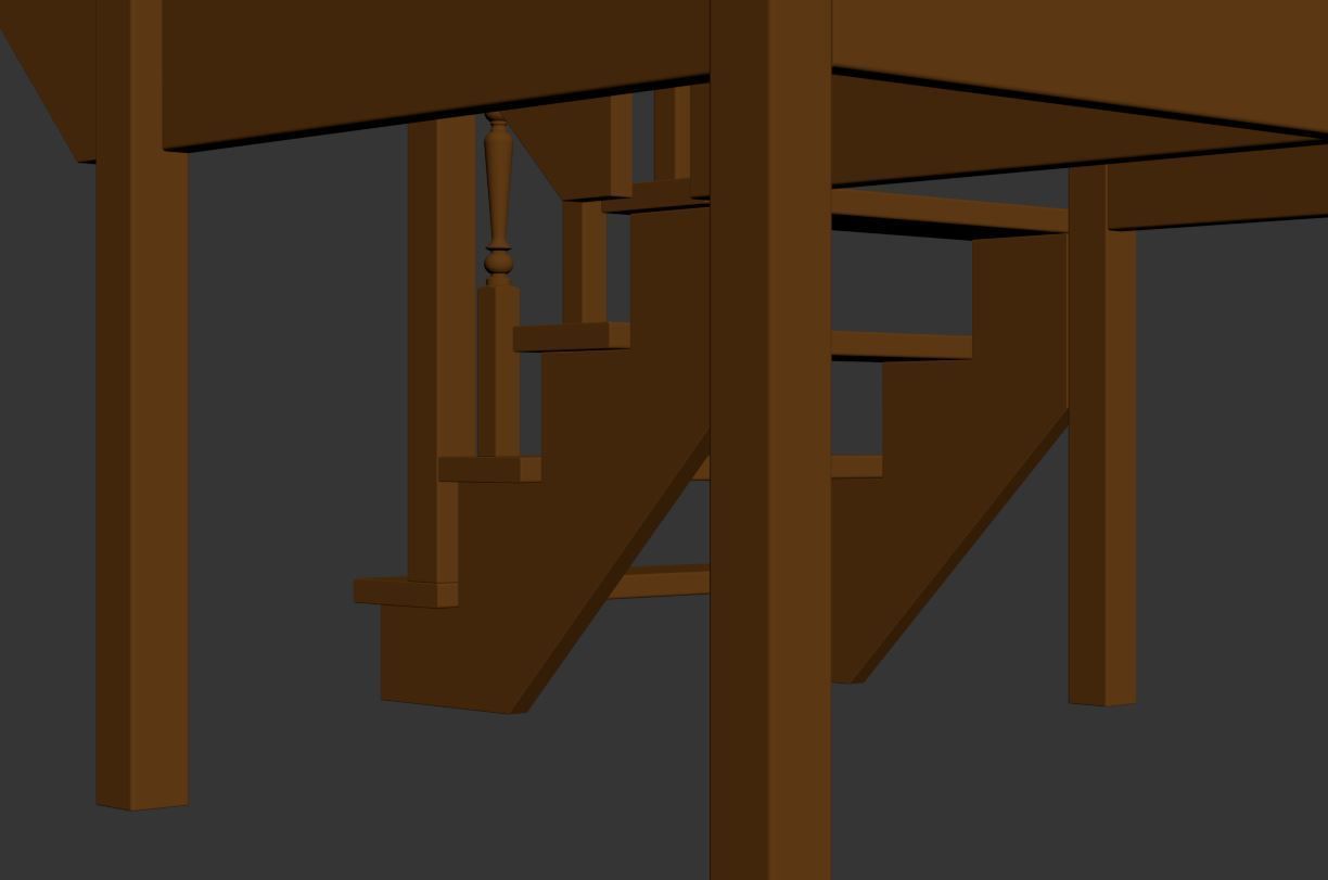 Stairs set wooden spiral staircase 3D Model Collection_50