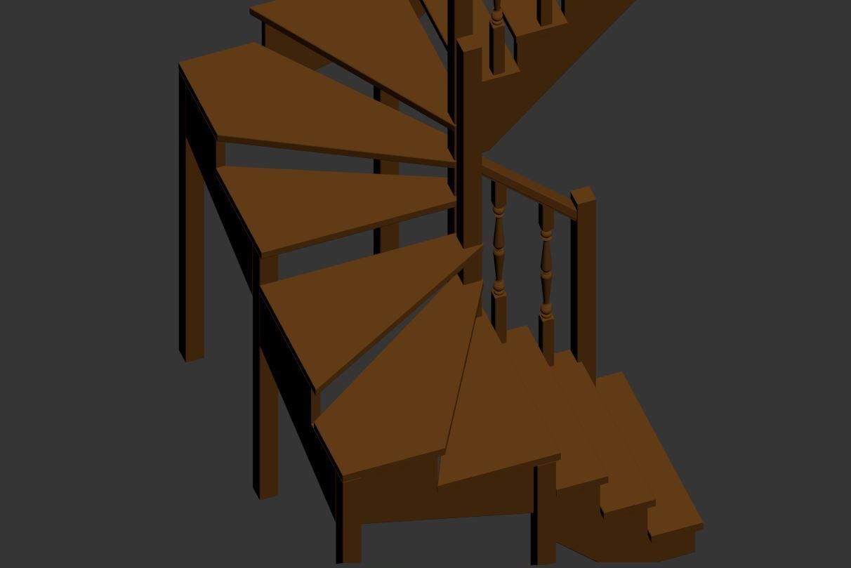 Stairs set wooden spiral staircase 3D Model Collection_20