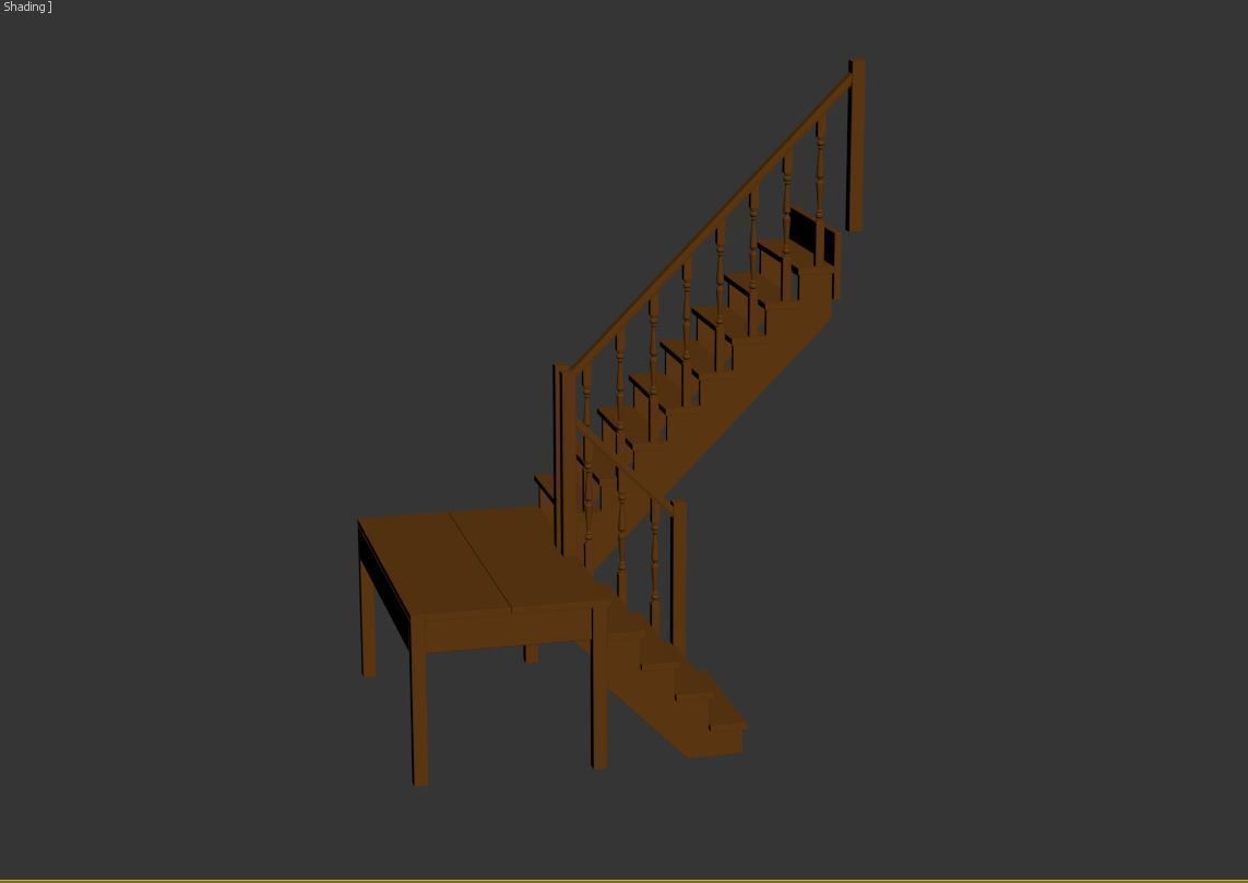 Stairs set wooden spiral staircase 3D Model Collection_63