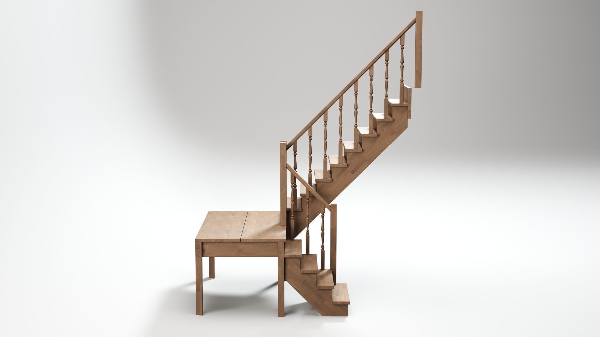 Stairs set wooden spiral staircase 3D Model Collection_54