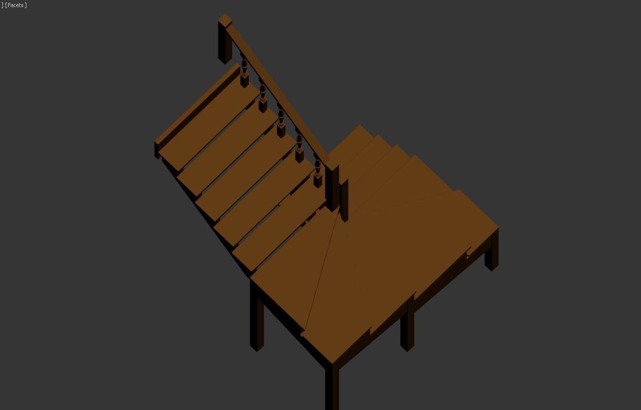 Stairs set wooden spiral staircase 3D Model Collection_10