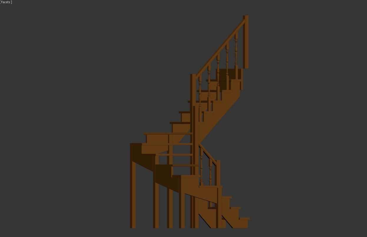 Stairs set wooden spiral staircase 3D Model Collection_28