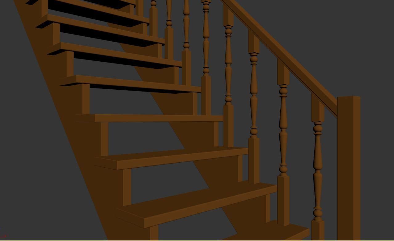 Stairs set wooden spiral staircase 3D Model Collection_44