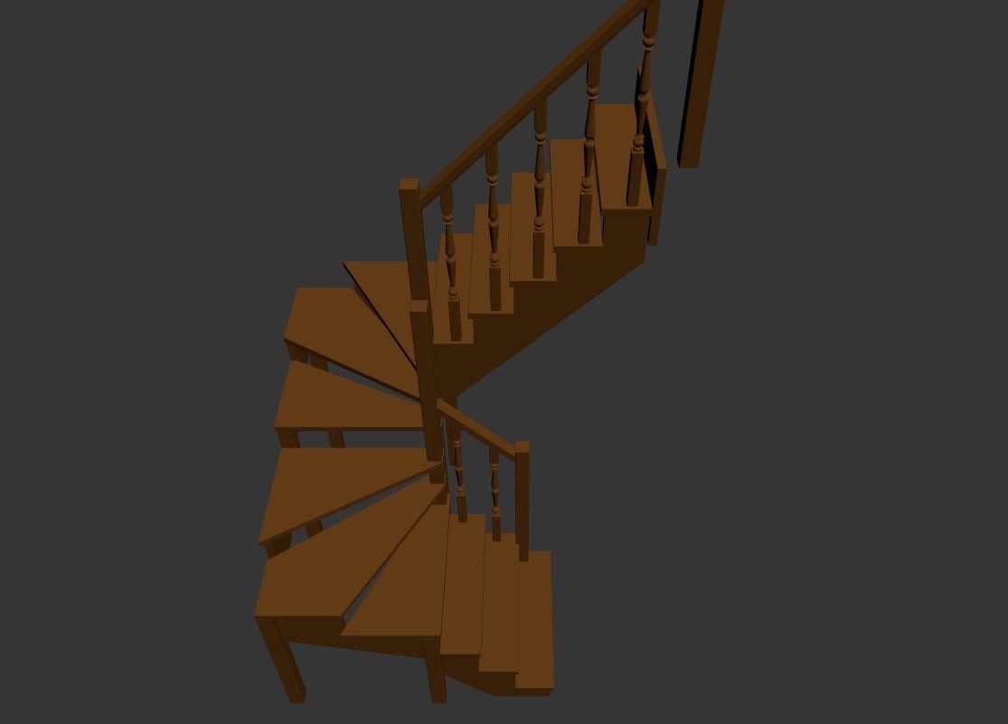 Stairs set wooden spiral staircase 3D Model Collection_11