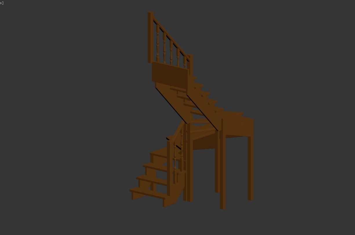 Stairs set wooden spiral staircase 3D Model Collection_12