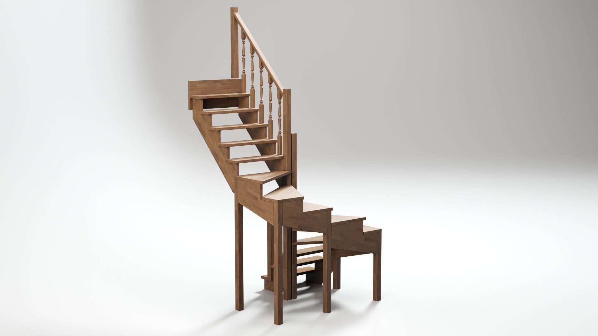 Stairs set wooden spiral staircase 3D Model Collection_22
