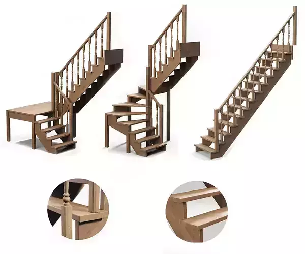 Stairs set wooden spiral staircase
