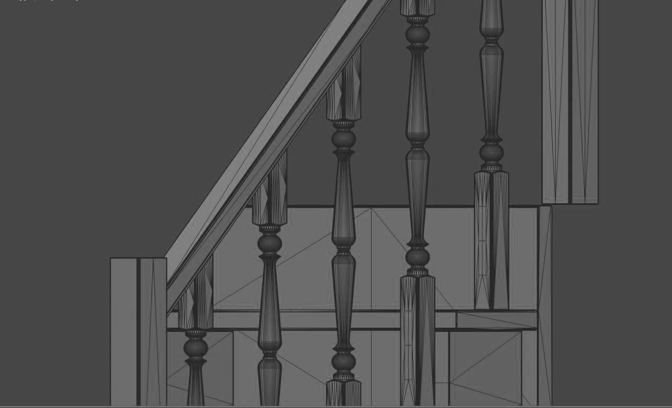 Stairs set wooden spiral staircase 3D Model Collection_35