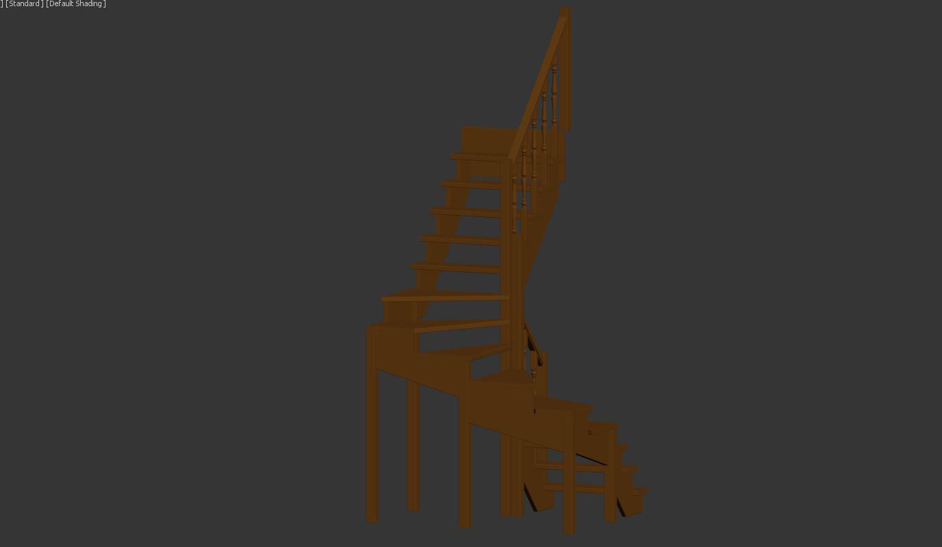 Stairs set wooden spiral staircase 3D Model Collection_36