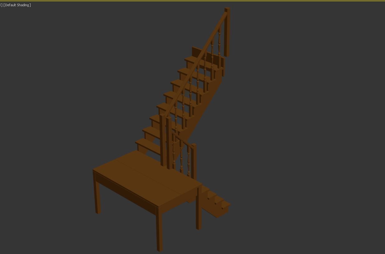 Stairs set wooden spiral staircase 3D Model Collection_51