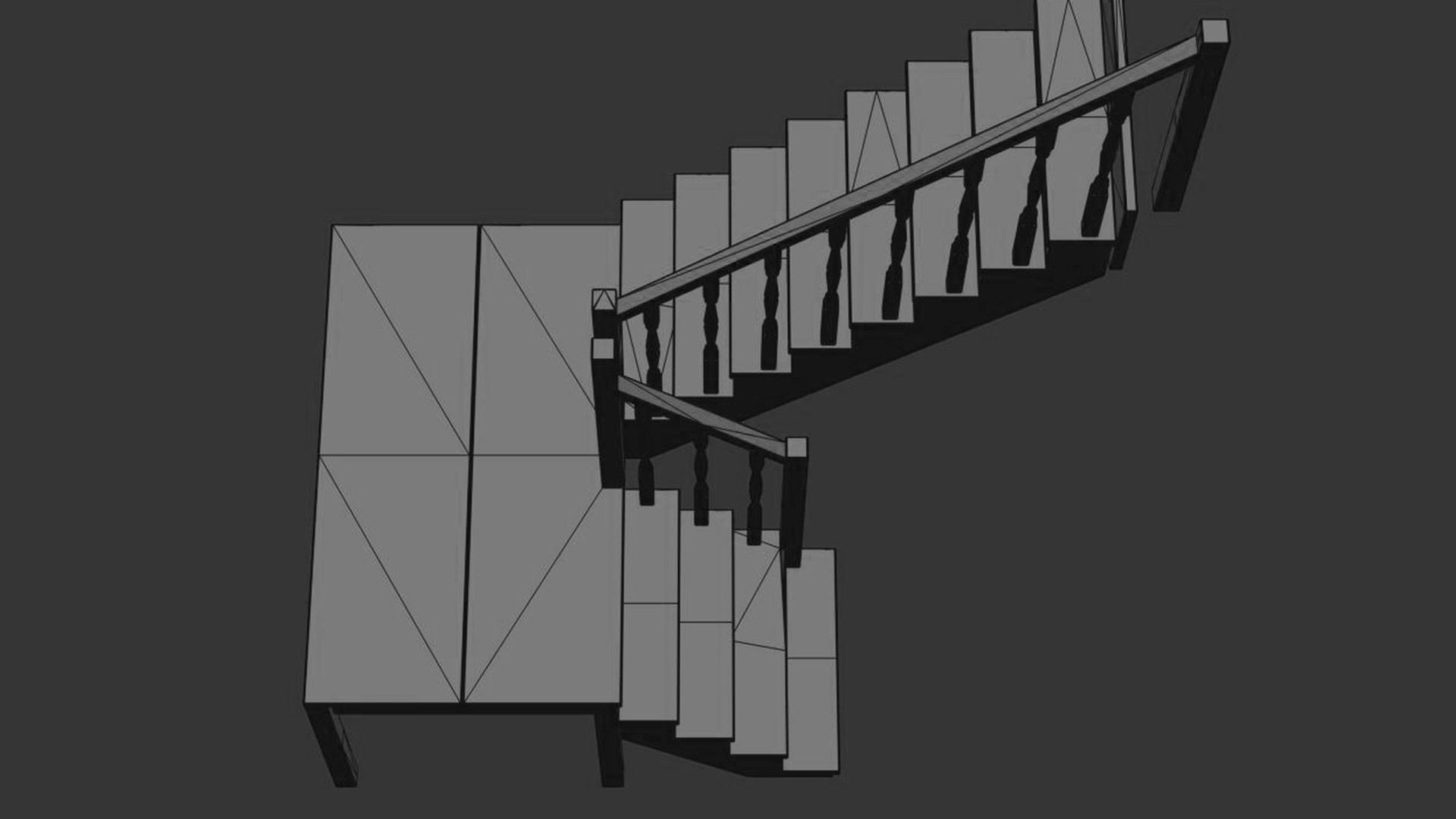 Stairs set wooden spiral staircase 3D Model Collection_61