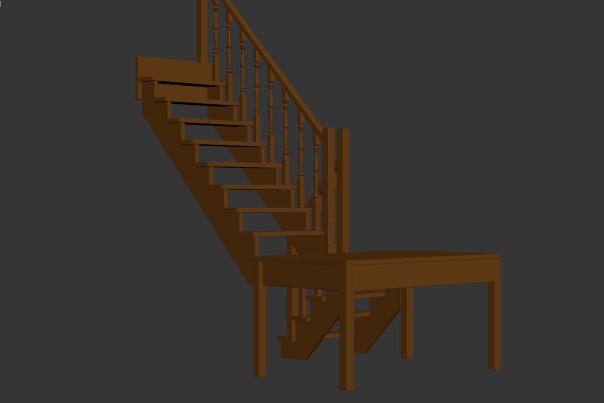 Stairs set wooden spiral staircase 3D Model Collection_55