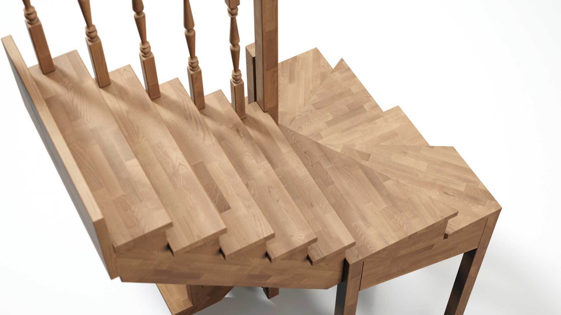 Stairs set wooden spiral staircase 3D Model Collection_34