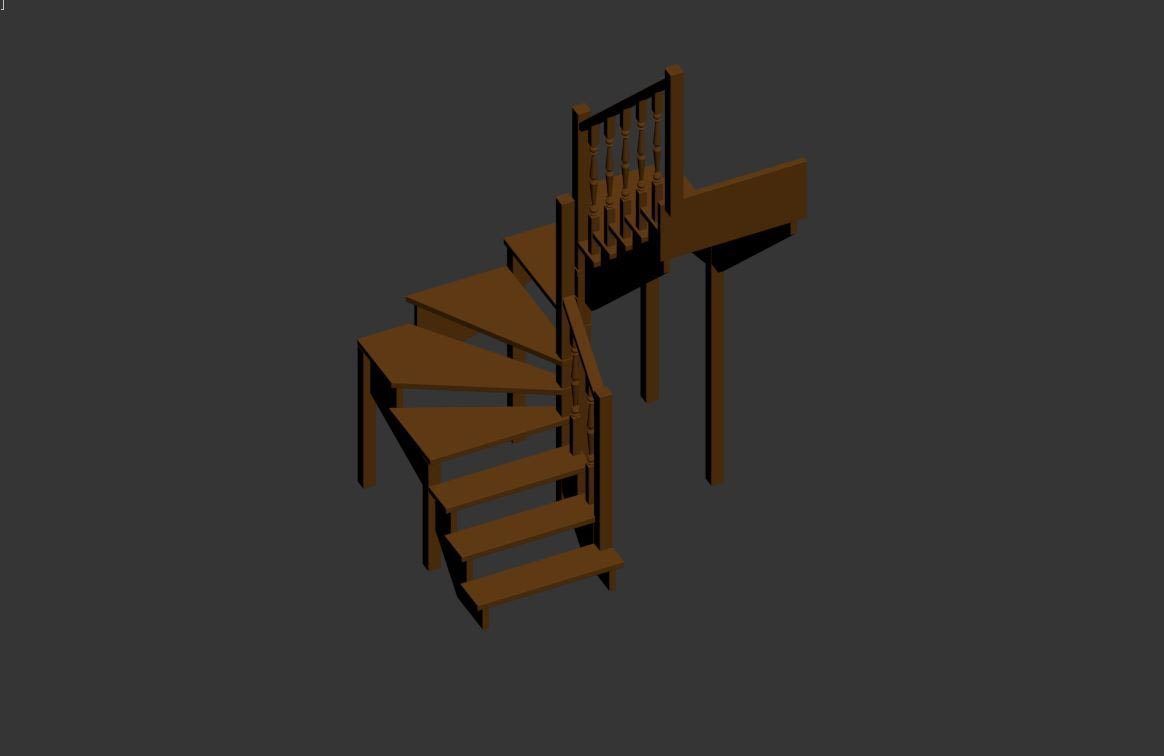 Stairs set wooden spiral staircase 3D Model Collection_18