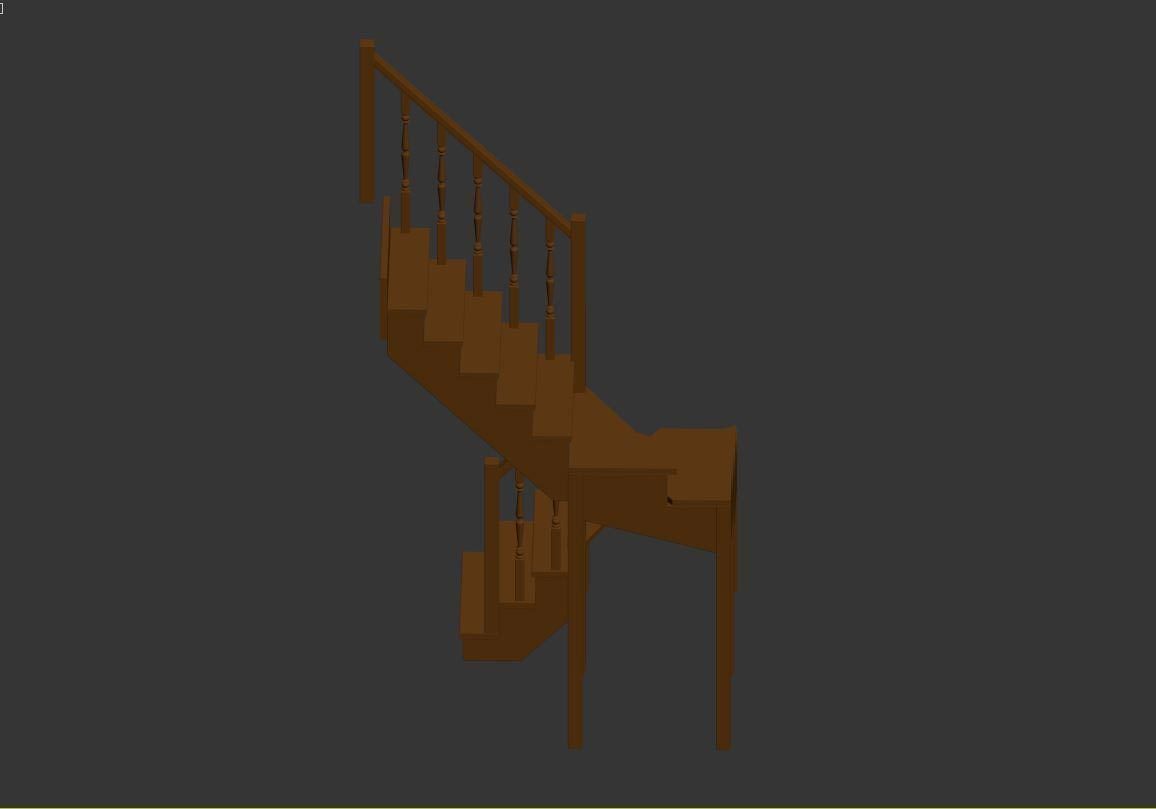 Stairs set wooden spiral staircase 3D Model Collection_32