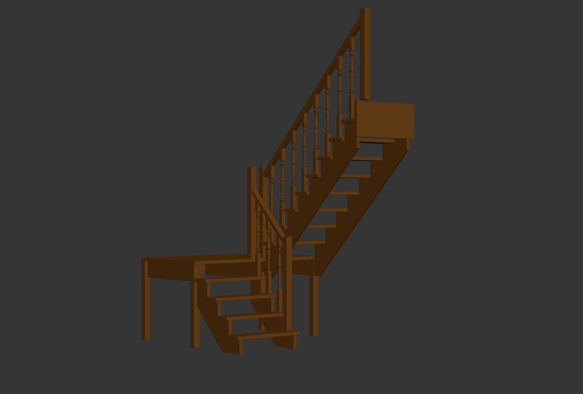 Stairs set wooden spiral staircase 3D Model Collection_59