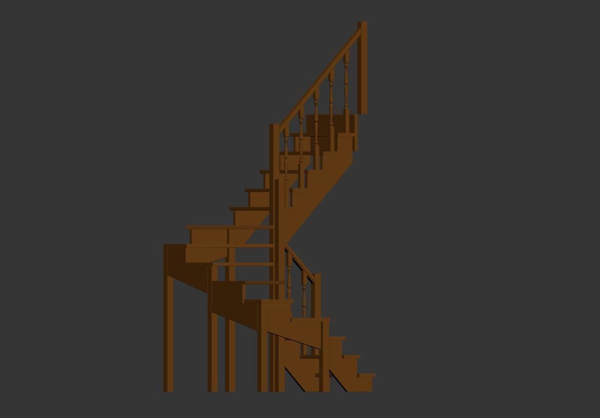 Stairs set wooden spiral staircase 3D Model Collection_29