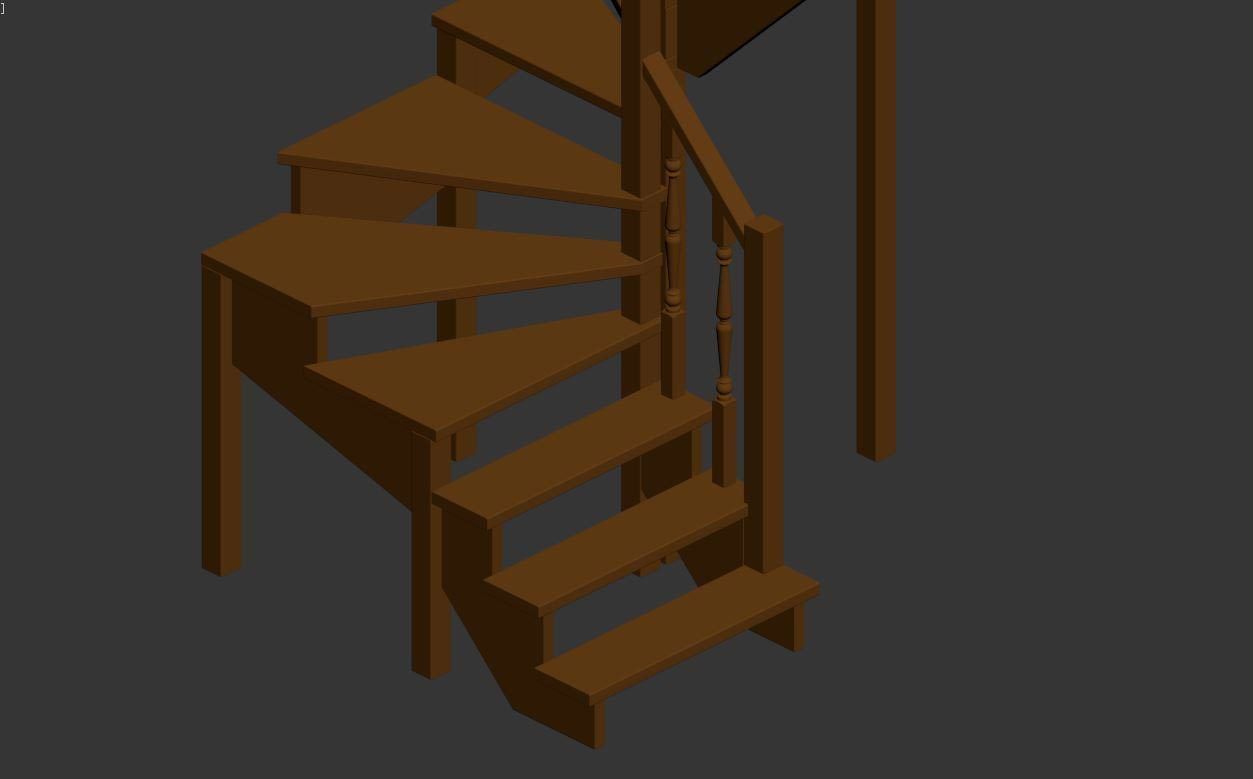 Stairs set wooden spiral staircase 3D Model Collection_33