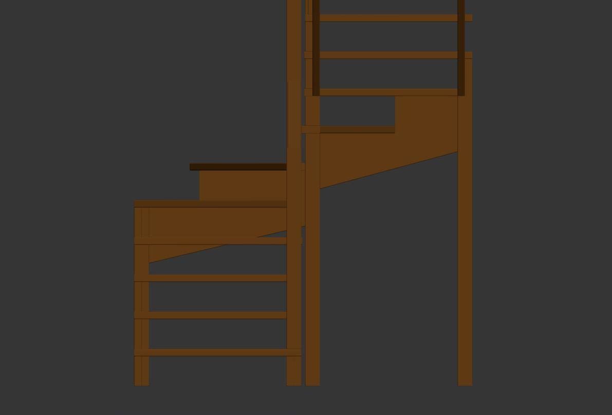 Stairs set wooden spiral staircase 3D Model Collection_23