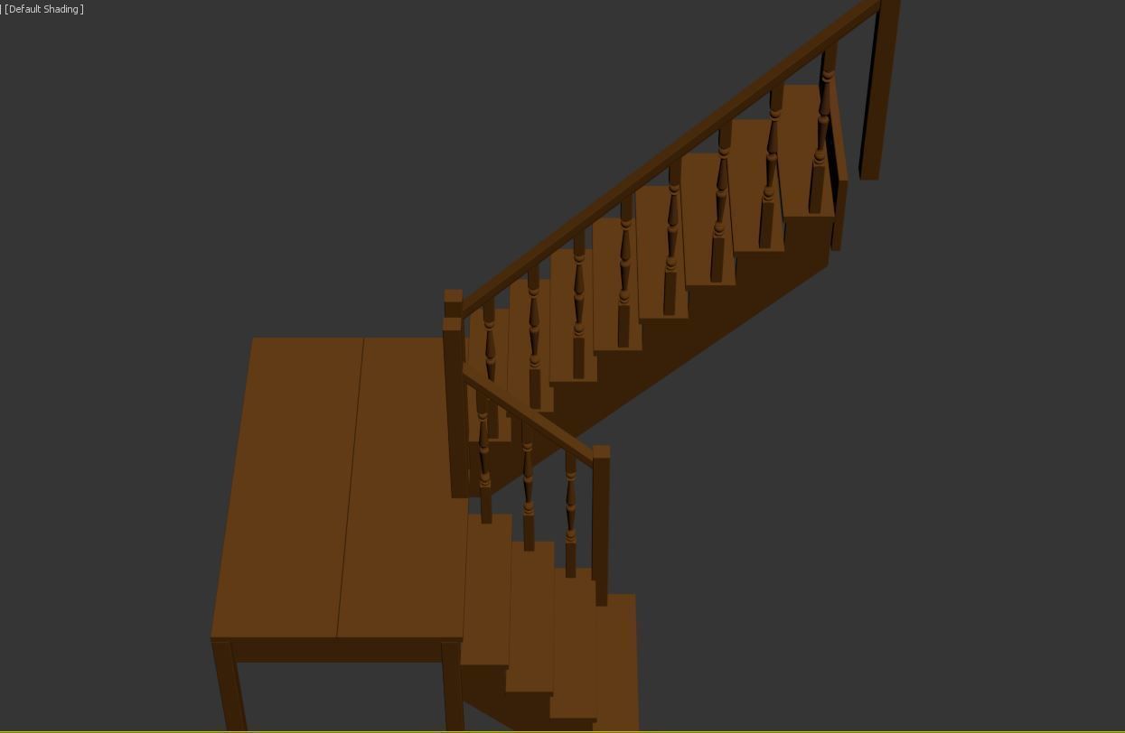 Stairs set wooden spiral staircase 3D Model Collection_52