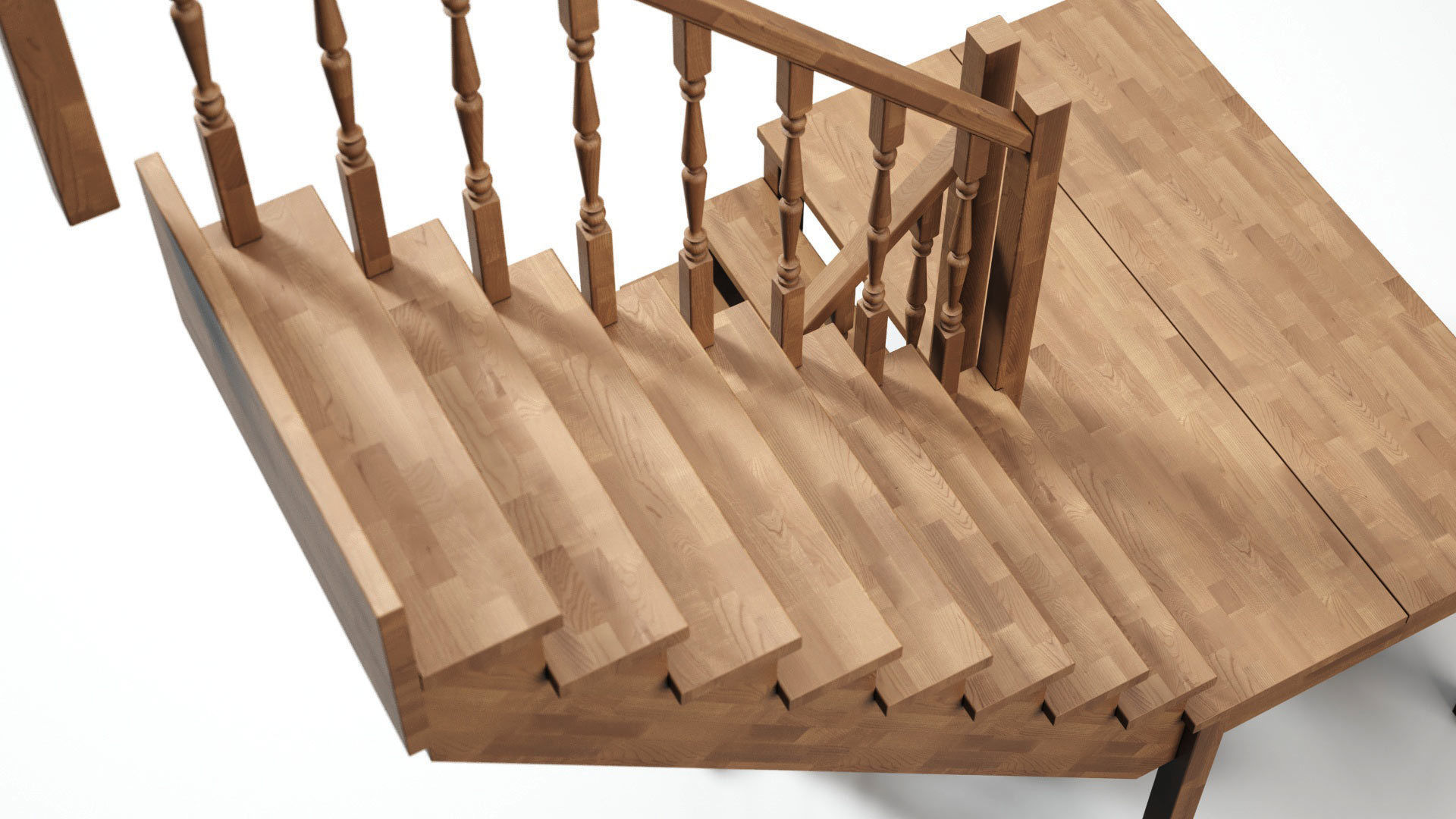 Stairs set wooden spiral staircase 3D Model Collection_60