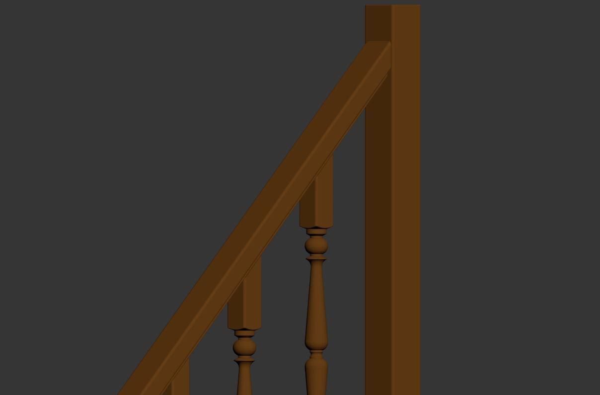 Stairs set wooden spiral staircase 3D Model Collection_31