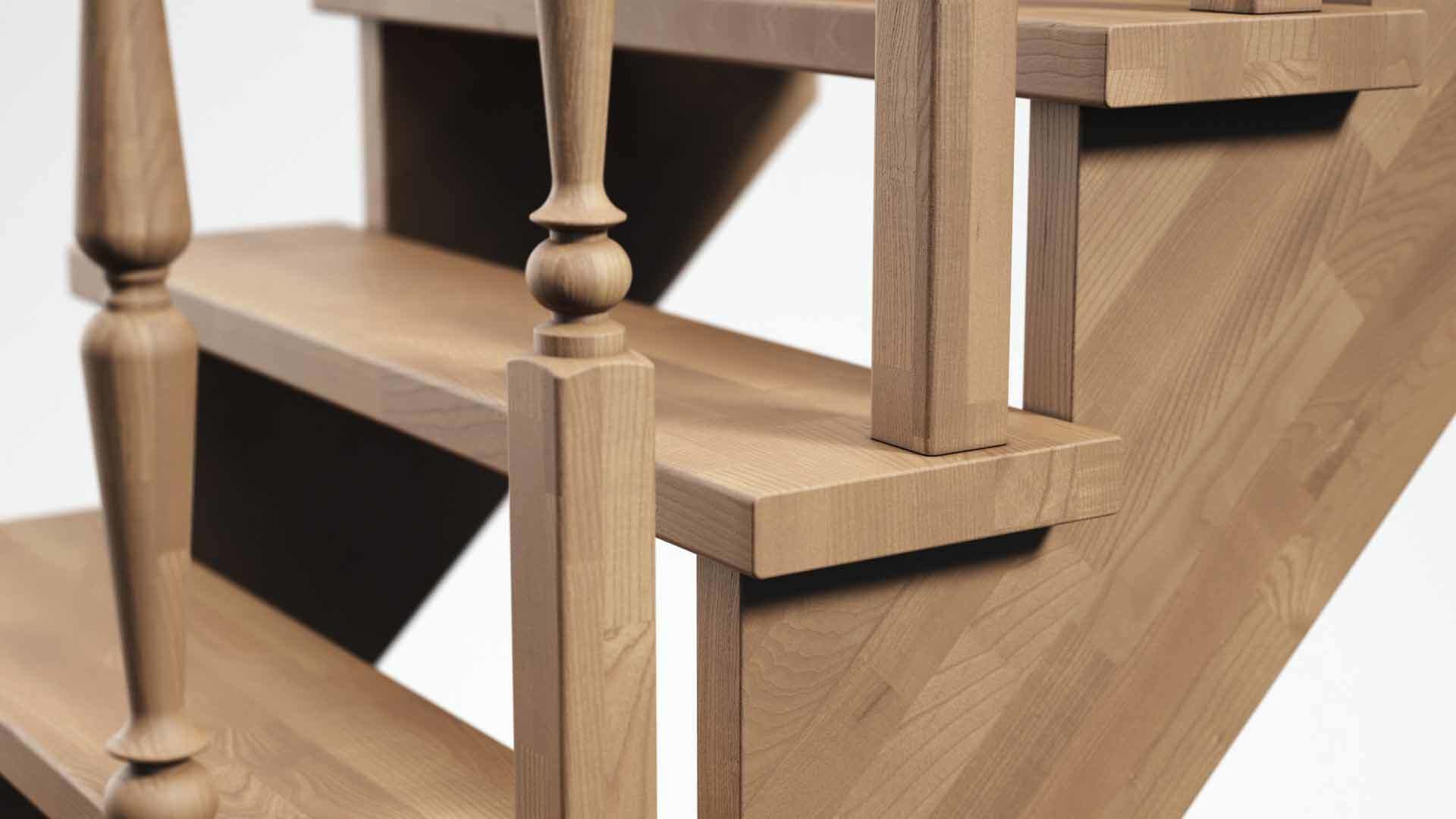 Stairs set wooden spiral staircase 3D Model Collection_46