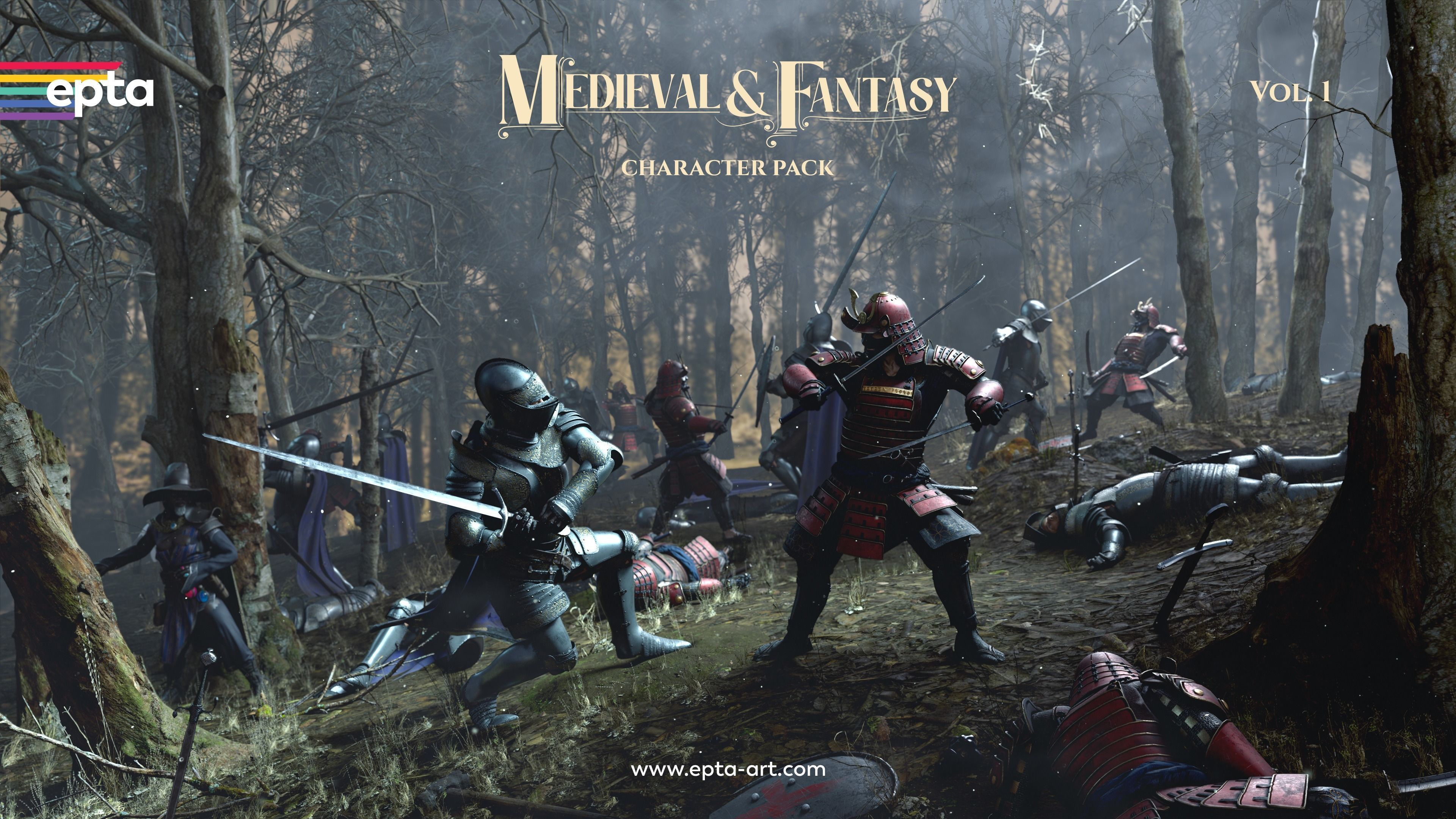 The Rogue female ninja Low-poly 3D model_9